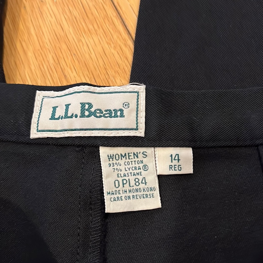 LL Bean Black Cotton Trouser Straight Leg Pants Size 14 Regular - Picture 4 of 7